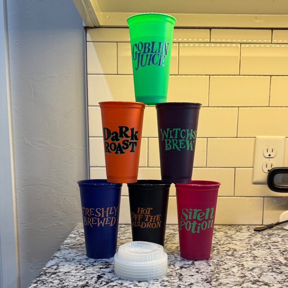 Colorful Starbucks reusable Halloween-Themed Cups Set of 6